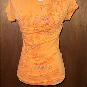 Women’s Old Skool Baby Doll Tee Orange Short Sleeve